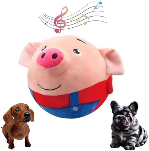 Interactive Dog Toys, Active Moving Pet Plush Toy, Squeaky Dog Ball Toy with Recording Sound, Cute Cartoon Design for Small Medium Large Dogs, Durable & Washable Interactive Plaything (Red Pig)