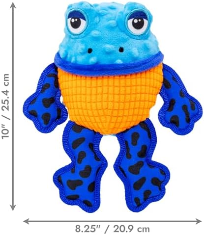 KONG Tropics Rattlez Dog Toy – Durable Plush with Rattle & Crinkle Sounds, Multi-Texture Interactive Enrichment Toy for Dogs (Frog, Medium/Large)