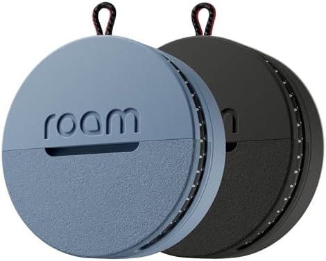 ROAM SMART TRACKER Bluetooth Item Locator: iOS & Android Compatible | Waterproof Tracker for Keys, Luggage, Kid & Pet Gear, Built-in Elastic Strap, No Extra App or Fees, Fast Setup, 2-Pack