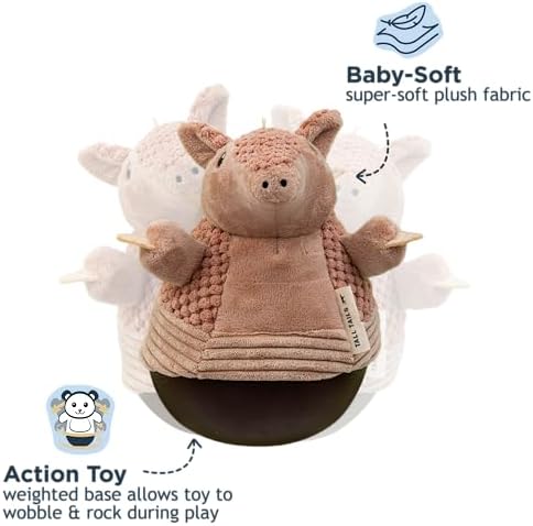 Tall Tails Interactive Wobbling Weighted Base Plush Dog Toy - Active Dog Toy that Plays Back!, Armadillo