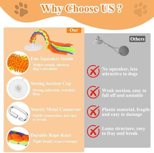 Suction Cup Dog Toys for Small Medium Dogs, Interactive Rope Toys