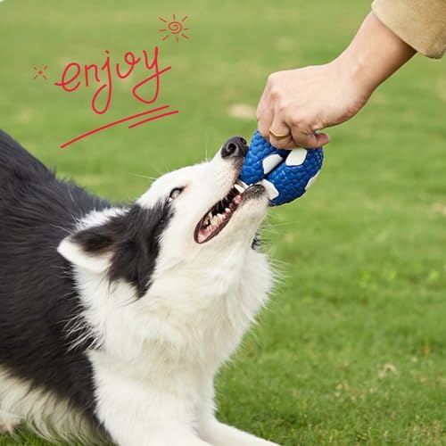 Squeaky Chew Dog Toys Interactive Sports Balls with Squeaker Soft Latex Rubber Bouncy Fetch Ball Toy (Soccer, Volleyball, Football, Tennis) for Puppy & Dog (Soccer,Small)