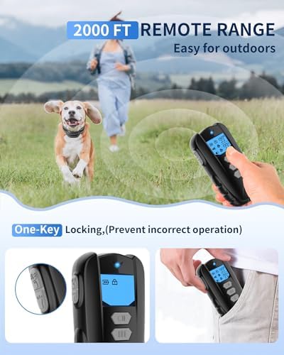 Dog Training Collar with Remote - Waterproof Shock Collar for Dogs Adjustable Levels (1-99) Beep Vibration Shock Flashlight Rechargeable Dog E Collar for Training Small Medium and Large Dogs