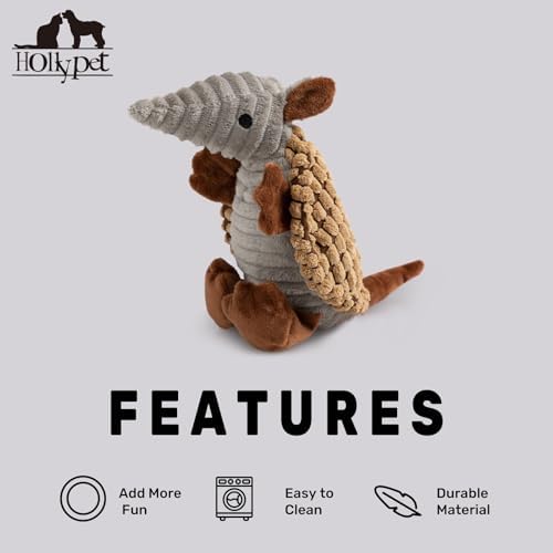 Hollypet Armadillo Squeaky Puppy Dog Toys for Small Medium Dogs, 8"
