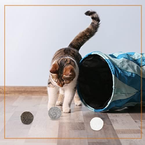 LEIFIDE 12 Pcs Real Rabbit Fur Ball Poms Cat Toys, Gray, Coffee, White