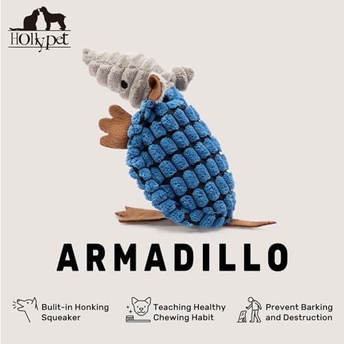 Hollypet Armadillo Squeaky Puppy Dog Toys for Small Medium Dogs, 6"