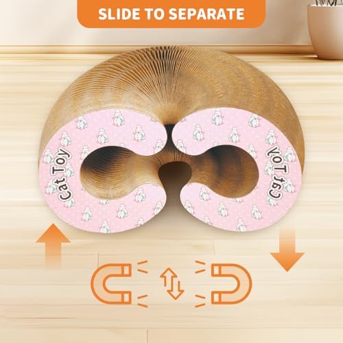 Magnetic & Reversible Cat Cardboard Scratcher Cat Toys, Pink