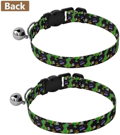 2 Pack Cat Collar Dinosaur Soccer Ball Decorative Pet Collar with Bell, Adjustable 10.6 to 17.1 Inches