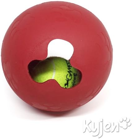 Outward Hound Kyjen 2452 Ball-In-Ball Dog Toy Interactive Puzzle Rubber Tennis Ball Dog Toy, Large, Red