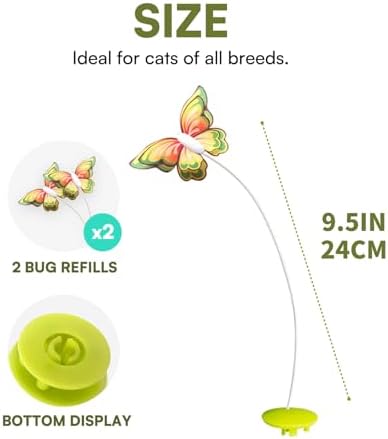 ALL FOR PAWS Butterfly Replacements for Automatic Cat Toys, Realistic Fluttering Butterfly, Upgraded Fabric Material for Durable and Continuous Play and Bat, Safe for Indoor Cats, 2Pack (Butterfly)