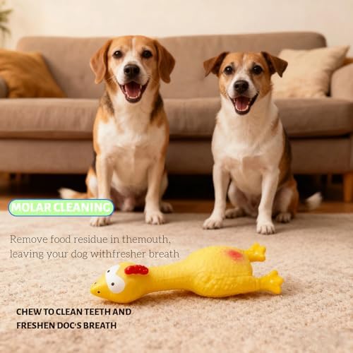 6.7" Squeaky Latex Dog Toy gripping, Cute Little Chicken Rubber Toy for Chewing and Grinding Teeth Interactive Play for Small Medium Dogs -(1Pcs Yellow)