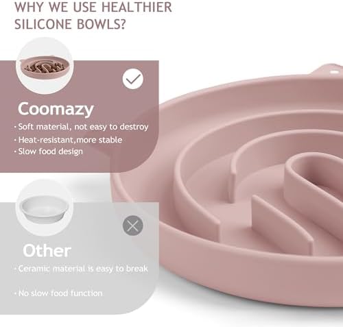 Coomazy Slow Feeder Cat Bowl Silicone Pet Puzzle Feeder for Slow Eating