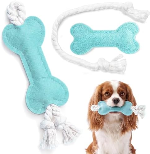Dog Rope Knot Toy for Small Dogs and Cats Rope Toy for Puppy Chew Toys Cotton Interactive Pull Dog Toys for Dogs and Cats (Blue)