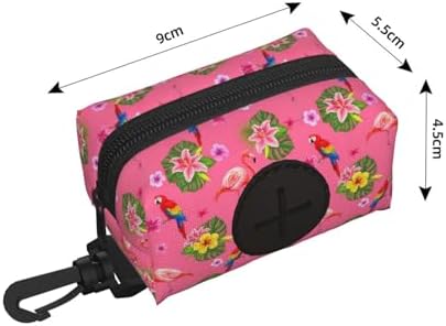 Flamingos Flower Parrot Palm Pink Summer Holiday Dog Poop Bag Dispenser with Used Waste Bag Holder Carrier fits Any Dog Leash