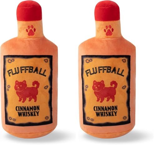 Fringe Studio Plush Dog Toy, FLUFFBALL Cinnamon Whiskey (289715) (Pack of 2)