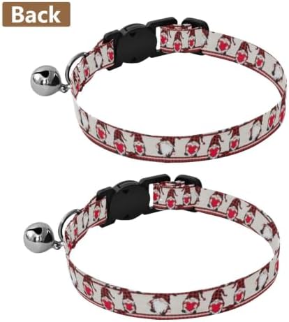 2 Pack Kitten Collars Cute Gnomes Plaid Small Dog Collar with Bell, Adjustable 10.6 to 17.1 Inches