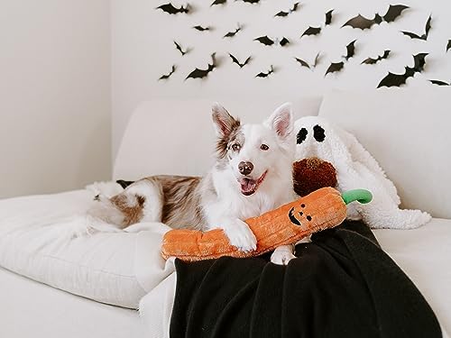 ZippyPaws Jigglerz Plush Dog Toy with Squeaker, Stuffed Toy for Tough Play, Pumpkin