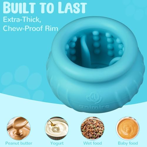Wobbly Dog Enrichment Lick Toy, Stuffable Frozen Lick Bowl to Keep Dogs Busy, Long-Lasting Interactive Treat Dispensing Dog Toy, Silicone Fetch Catch Chew Toy(Teal,M)