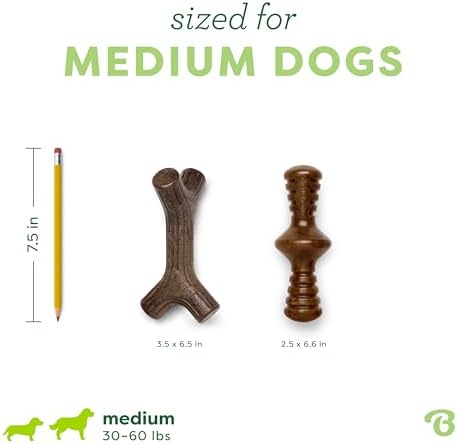 Benebone 2-Pack Maplestick/Zaggler Durable Dog Chew Toys, Dog Bones, Medium