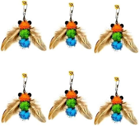 miwoowim 6PCS Bee Feather Cat Wand Refills, Interactive Teaser Replacements