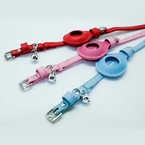 Blueberry Pet Microfiber Leather AirTag Cat Collar with Bell