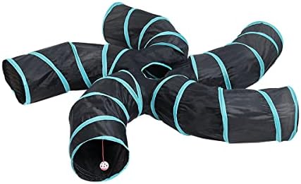 Cat Tunnels, Pet Ferret Rabbit Bunny Tunnels Tubes Subway Habitats, S-Style, DIY Cat Peekaboo Maze House Tent Bed, Kitten Interactive Toy (S Type: 5 Way Tubes)