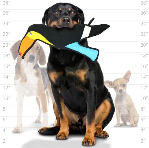 TUFFY - World's Tuffest Soft Dog Toy - Zoo Toucan - Multiple Layers. Made Durable, Strong & Tough. Interactive Play (Tug, Toss & Fetch). Machine Washable & Floats