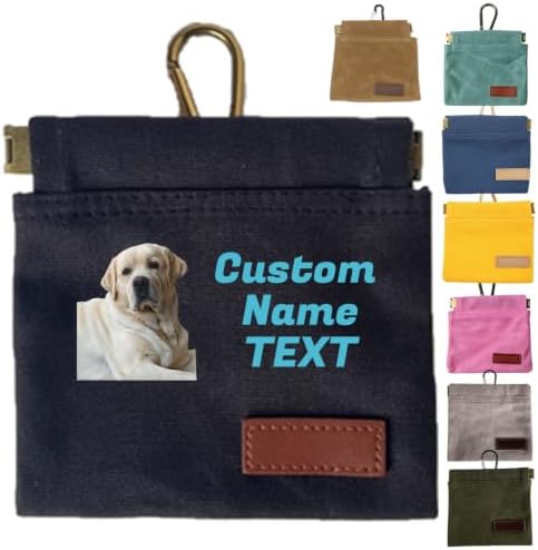 Custom Dog Treat Pouch with Image Logo Name,Portable Puppy Dog Training Treat Bag,Self-Closing Pet Feed Snack Reward,Hand Free Dog Walking Bag with Carabiner