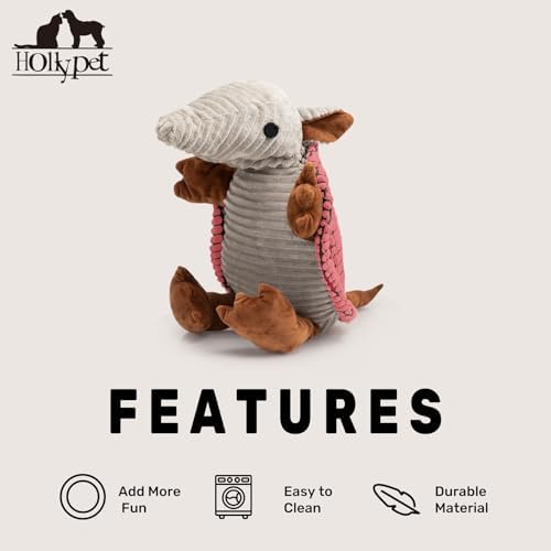 Hollypet Armadillo Squeaky Dog Toys for Medium Large Dogs, 14"