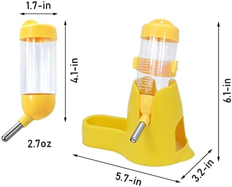Wontee 3 in 1 Hamster Water Bottle with Food Bowl Hideout Base 80ML, Yellow