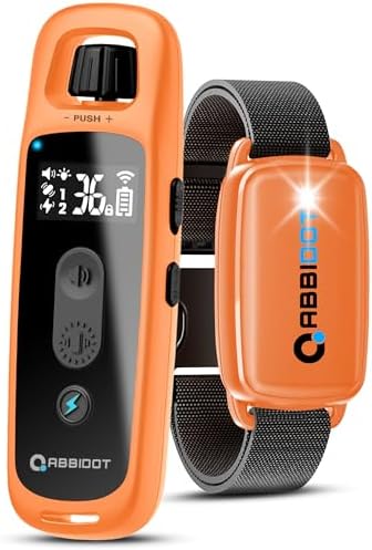 ABBIDOT Shock Collar for Dogs 3300Ft 4 Training Modes Dog Training Collar, IPX7 Waterproof, Nihgt Light, Safety Lock, Rechargeable E-Collar for Small Medium Large Dogs (15-120 lbs)，Orange