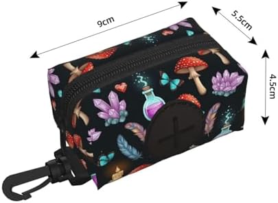 Dog Waste Bag Dispenser Pet Poop Bags Holder Zipper Witch Witchy Goth Magic Mushrooms Small Doggy Puppy Pouch for Leash Accessory