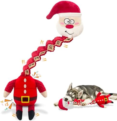 Christmas Large Interactive Dog Toys: Squeaky Plush Stuffed Dog Toy for Large Dogs - Big Chew Santa Dogs Toys for Puppy Small Medium Large Breeds