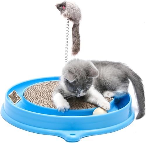 AUOON Cat Scratcher Toy with Ball Track for Indoor Cats and Kittens, Blue