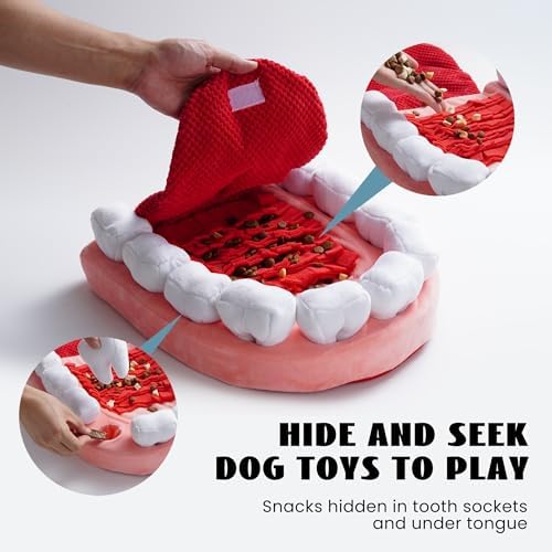 Nocciola Interactive Teeth Dog Toys – Enrichment Puzzle Funny Dog Toy for Small to Large Dogs, Hide and Seek Dog Toys to Keep Dogs Busy (White Teeth)