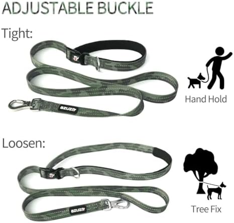 azuza Reflective Dog Collar and Leash Set with Airtag Holder, Green Camo Padded Collar with Matching Clip Handle Leash for Small Dogs