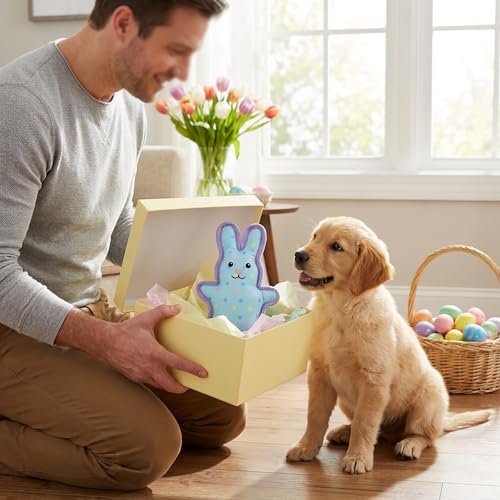 Easter Dog Squeak Toys Polka-dot Rabbit Interactive Stuffed Puppy Teething Toys Durable Canvas Chew Toys for Small Medium Dogs Tough Dog Gifts for Boredom (Rabbit)