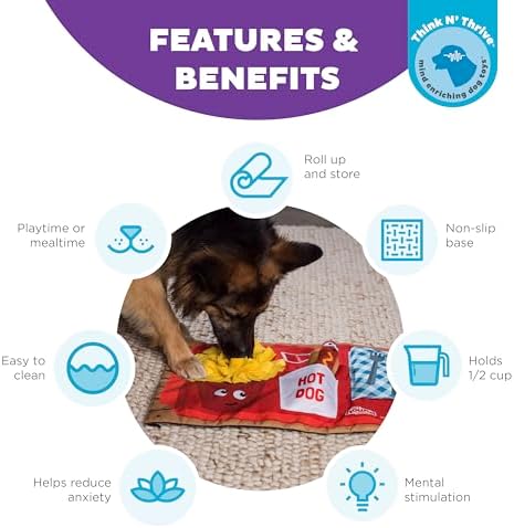 Outward Hound by Nina Ottosson Activity Matz Fast Food Fun Plush Dog Puzzle Mat Dog Enrichment Dog Toy, Level 2 Intermediate, Multicolored
