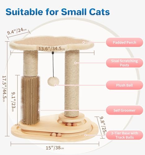 Made4Pets Kitten Toy Scratching Post with Self Groomer for Indoor Cats