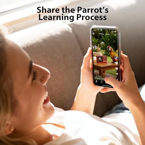 Parrot Talking, Whistling & Singing Training Player – 134 Professional Audio Tracks with Loop Playback &Self-Custom Audio, Includes Training Guide for Beginners & Busy Individuals (Red)