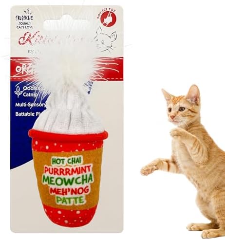 Huxley & Kent Plush Crinkle Catnip Cat Toy, Latte My Way