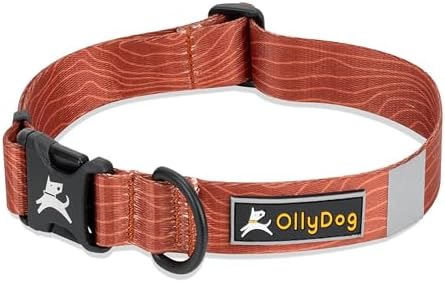 OllyDog Flagstaff Collar, Adjustable Soft Puppy Collars with Quick Release Buckle, Ideal Dog Collar for Everyday Use and Adventures (Large, Clay Woodgrain)