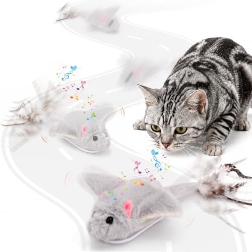 BABORUI Interactive Cat Toy Flying Mouse, Gray Mouse