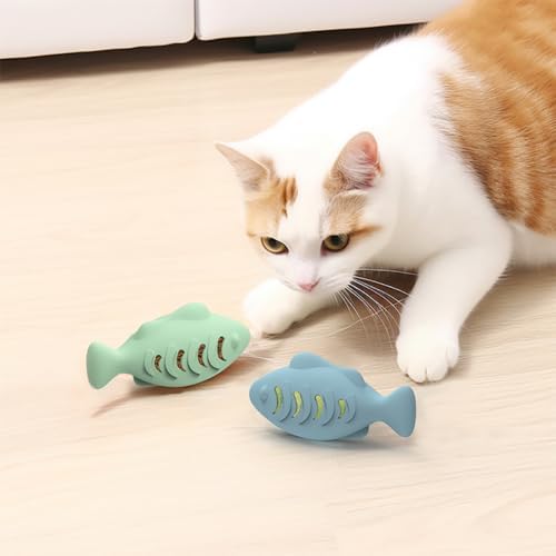 Cat Toys for Indoor Cats Interactive Cat Toy Food Dispenser Feeder Treat Dispensing Can be Stuffed with Cat Treats, Catnip (Green)