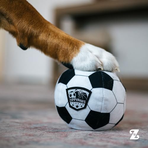 ZippyPaws SportsBallz Dog Squeaky Toys to Keep Them Busy - Soccer Ball