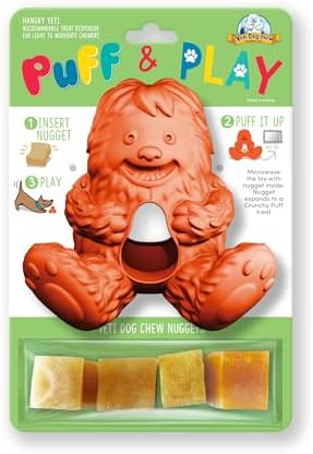 Yeti Puff & Play Interactive Dog Toy, Nugget Treat Dispenser, Orange Yeti