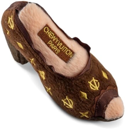 Dog Diggin Designs Chewy Vuiton Squeaky Plush Dog Shoe Toy | Luxury-Inspired Parody Designer Heel with Squeaker, Soft Plush Fashion Dog Toy – High Heel Essentials