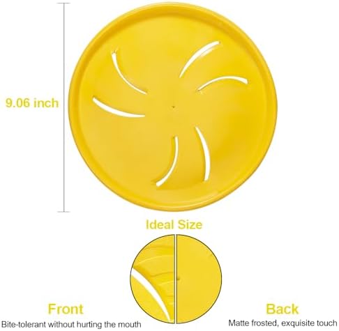Indestructible Flying Discs, Interactive Dog Toy, Soft Lightweight Fetch Toys for Medium Large Dogs, Floats in Water & Safe on Teeth, 9 inch(Large, Yellow)