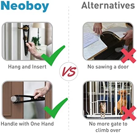 Neobay Cat Door Latch with Stabilizer, 7 Sizes Adjustable Cat Door Holder Latch to Keep Dog Out of Litter Box, Economical Alternative of Pet Gates and Interior Pet Door, Black, 1 Pack