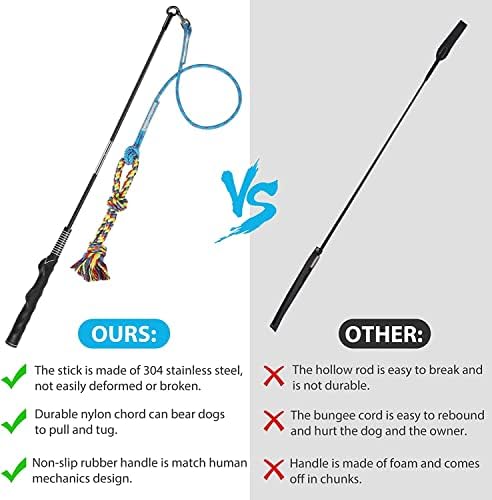 Flirt Pole for Dogs Interactive Chase Toy for Large Medium Small Puppy Dogs | For Chase and Tug of War, Dog Teaser Wand with Lure, Chewing Toy, for Outdoor Exercise & Training,Easy to Use,Carry, Sturdy